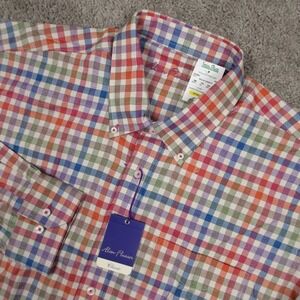 Alan Flusser Shirt Mens 2XL Rainbow Gingham Check Twill Wild Lodge Flannel NEW
